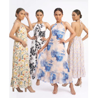 Hand Painted Rayon Halter Dress